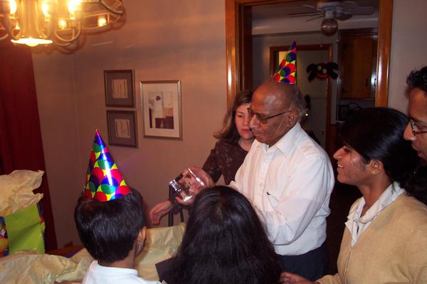 Dad opening presents