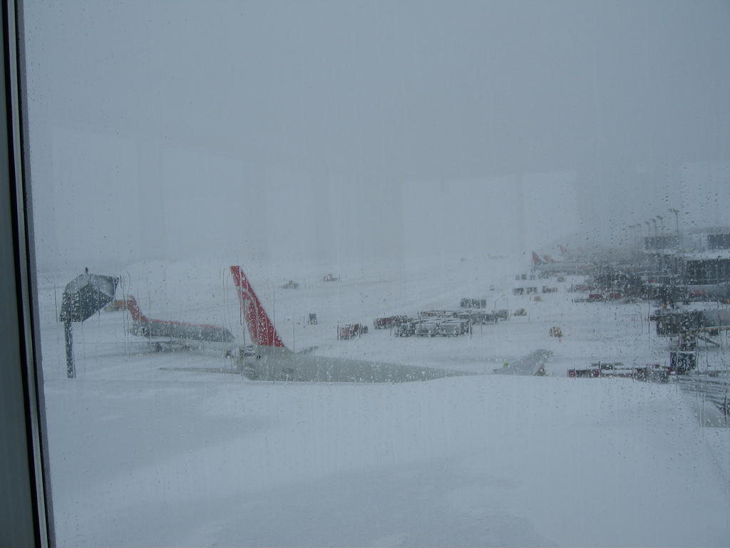 Snow.  Airport.