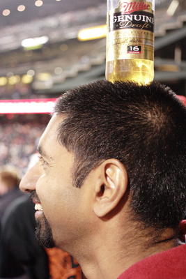 Bharat wears a beer