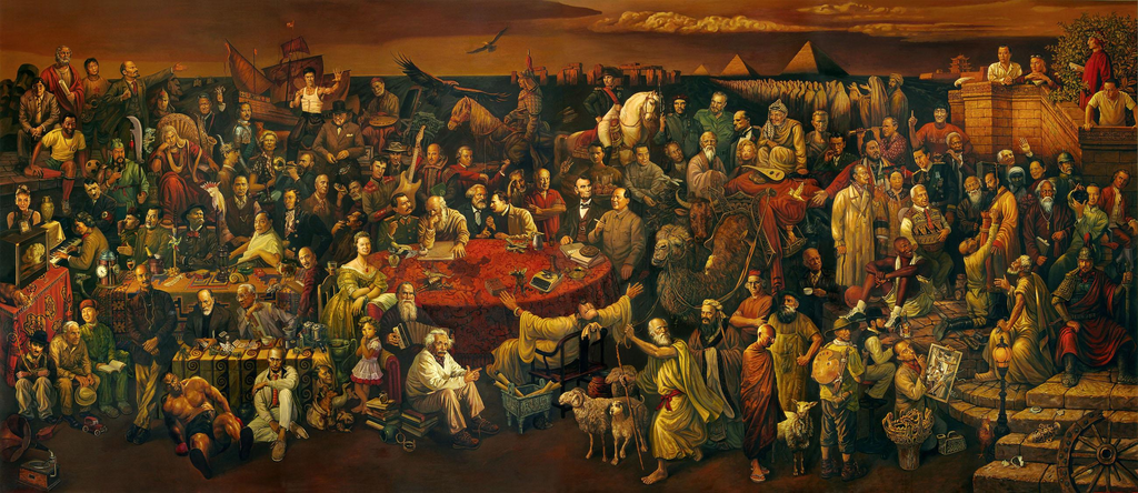 "Discussing the Divine Comedy with Dante" by chinese artists Dai Dudu, Li Tiezi, and Zhang An